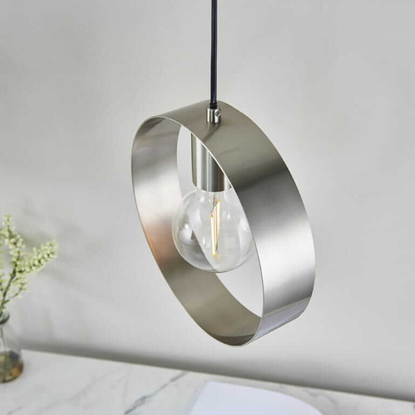 Minimalistyczna lampa wisząca nad stół Hoop 90454 Endon nikiel