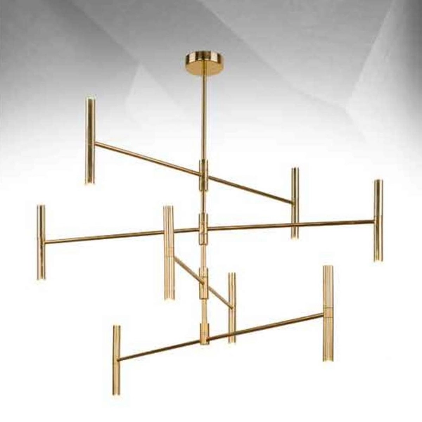 Metalowa lampa sufitowa LIVI 0181 industrialna pręty sticks pająk złoty