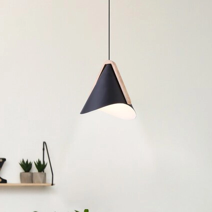 Wisząca lampa salonowa Neva 6650 metalowy zwis nad stół czarny drewno