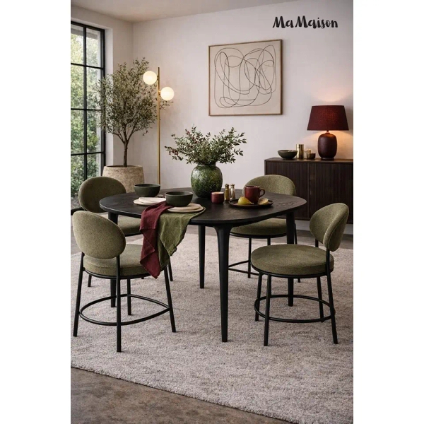 Okrągły stół LAMINAR MM001501100339 czarny drewniany do jadalni 120cm