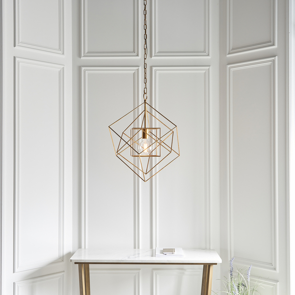 Wisząca lampa designerska L&-190032 Light& klatka druciana złota