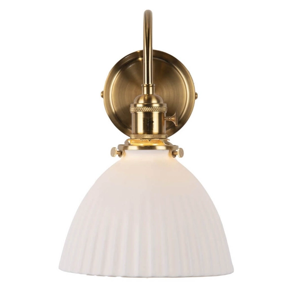 Ceramiczna lampa na ścianę Hadano HAD0740-09 mosiądz biały