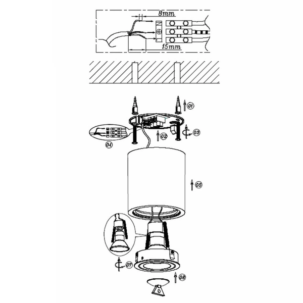 LAMPA sufitowa FARO LP-6510/1SM XL BK Light Prestige łazienkowa OPRAWA metalowa tuba downlight IP65 czarna