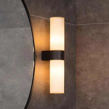 Ścienna lampa czarna Jesse 04202/02/30 szklana tuba do przedpokoju