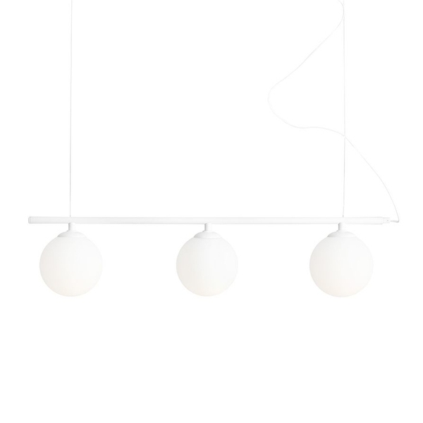 Biała lampa wisząca Beryl 1006E Aldex 3-płomienna do sypialni balls
