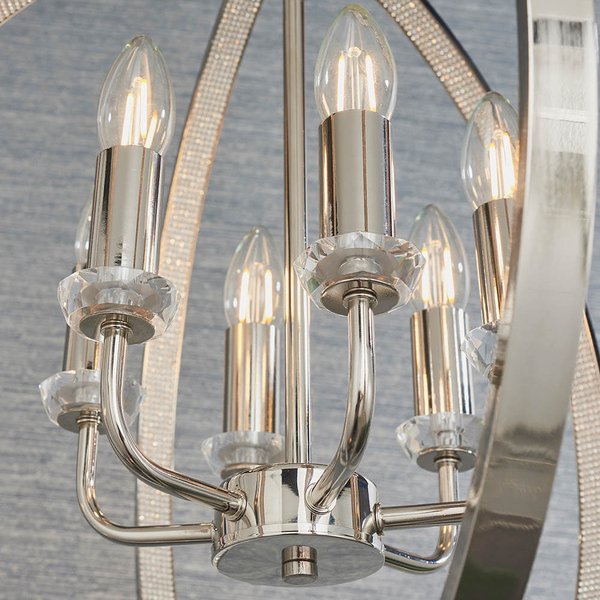 Wisząca lampa retro Ritz 81508 kulista świecznikowa srebrny