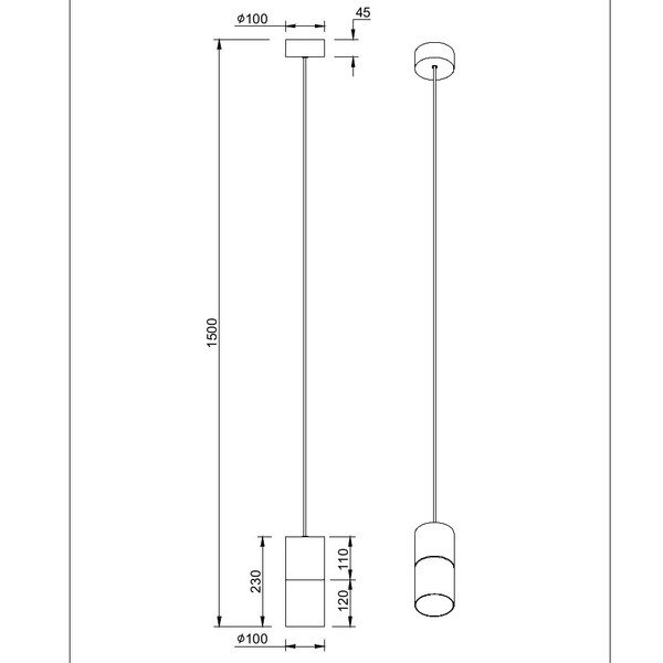 Wisząca lampa loftowa Robin 310600132 szklana tuba czarna do kuchni