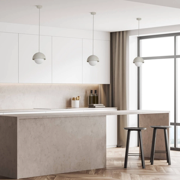 Zwisająca lampa do jadalni Bono 10205 kopuła ball biała beżowa