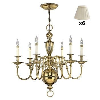 Abażurowy żyrandol Cambridge HK-CAMBRIDGE6+6xLS162 Hinkley mosiądz kremowy