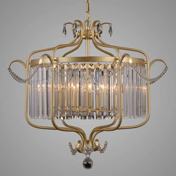 Żyrandol LAMPA wisząca RINALDO PND-33057-6-CH.G Italux metalowa OPRAWA z kryształami crystal ZWIS na łańcuchu złoty szampański