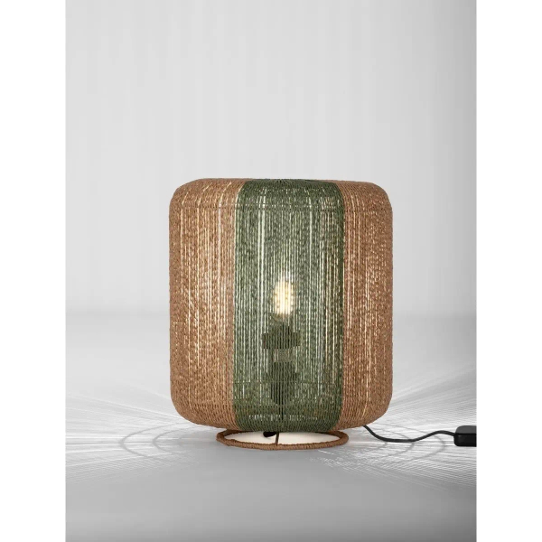 Lampka stołowa boho DULERMO LE45349 do sypialni sznurkowa brązowa zielona