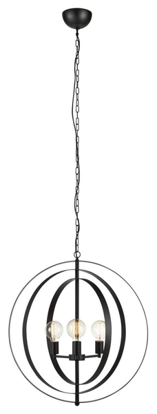 Wisząca lampa industrialna Orbit okrągła na łańcuchu czarna