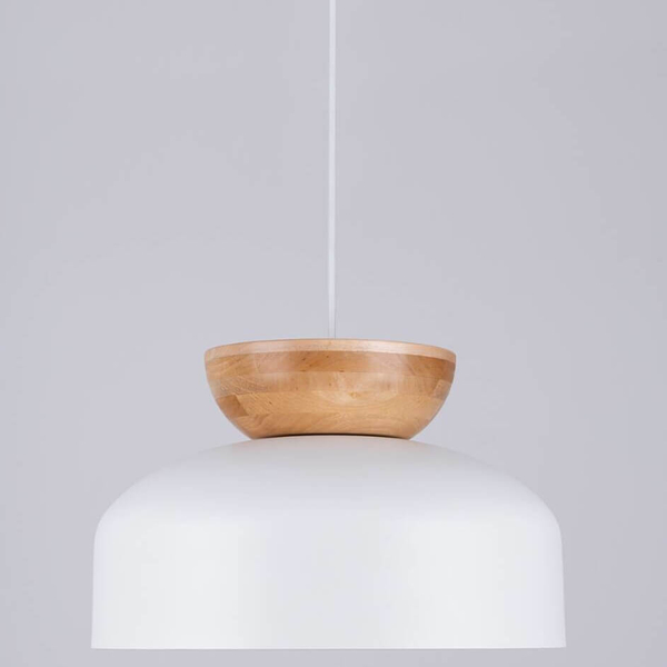 Wisząca lampa nad stół Marion SL.1350 kopuła kuchenna drewniana biała