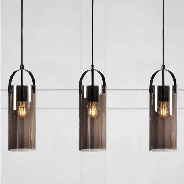 Potrójna lampa wisząca Glory 108219 Markslojd loftowa szklana czarna