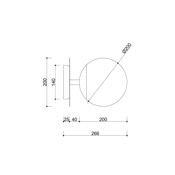 Lampa kula ścienna PLAAT C PLC1140S0 szklana IP44 oliwkowy