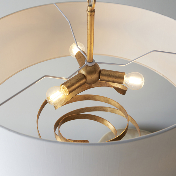 Lampa wisząca z abażurem L&-195268 Light& serpentyna hampton złota ecru