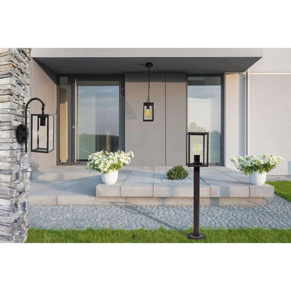 Słupek LAMPA ogrodowa MALMO 309198 Polux zewnętrzna OPRAWA stojąca klatka outdoor IP44 grafitowa przezroczysta