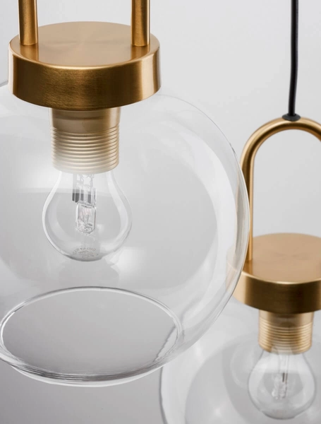 3-płomienna lampa wisząca Banes pokojowa złota przezroczysta