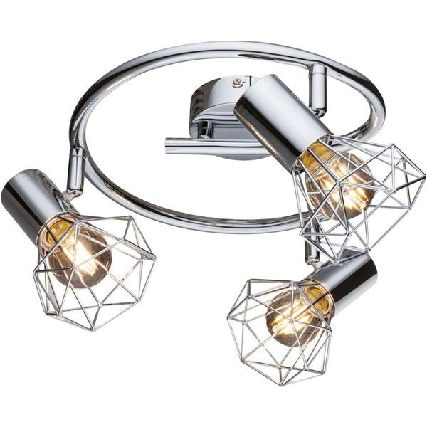 Industrialna LAMPA sufitowa XARA I 54802-3 Globo metalowa OPRAWA druciany plafon reflektorki spirala chrom