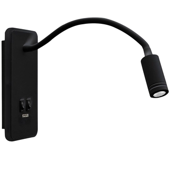 Kinkiet LAMPA ścienna BASE ML63500 Milagro metalowa OPRAWA regulowana LED 10W 4000K z portem USB czarna