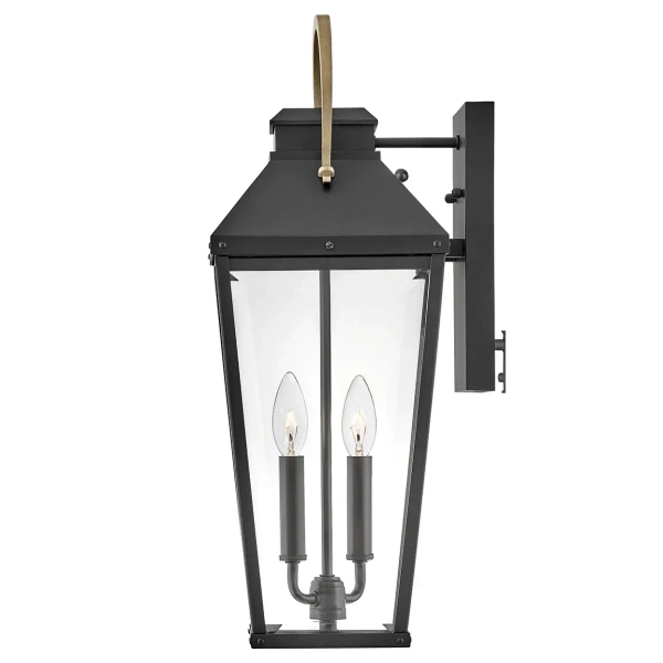 Zewnętrzna lampa ścienna Dawson HK-DAWSON-L szklana IP44 czarny