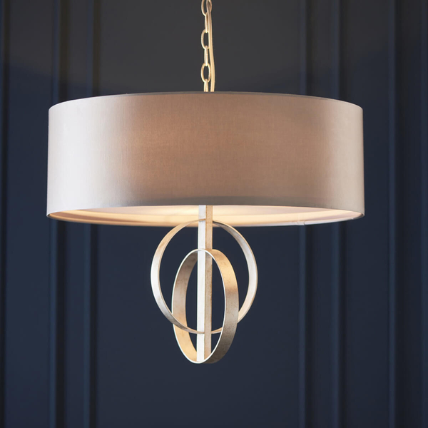 Wisząca lampa okrągła L&-195215 Light& do jadalni na łańcuchu szara