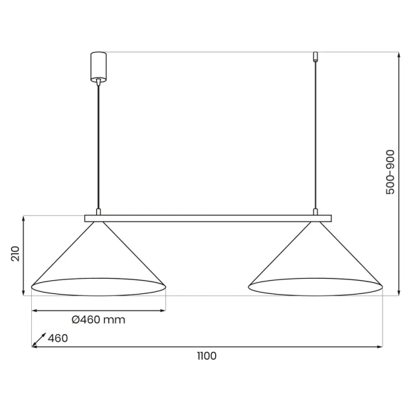 Wisząca lampa do jadalni CAPITAL MLP0944 stożki na belce miedziany