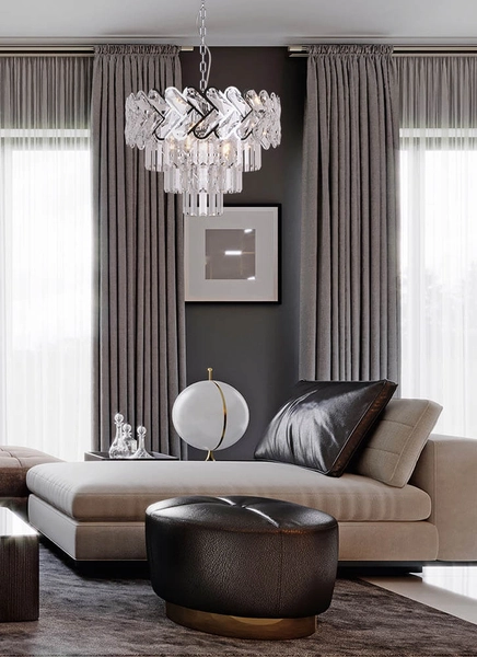 Srebrna lampa wisząca Toscana K-8172 Kaja do jadalni nad stół srebrna