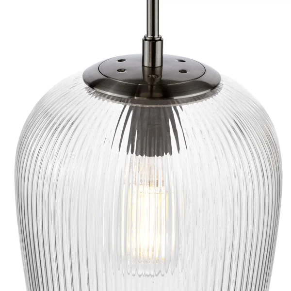 Ryflowana lampa wisząca Abrielle ABR0108 szklany owalny nikiel