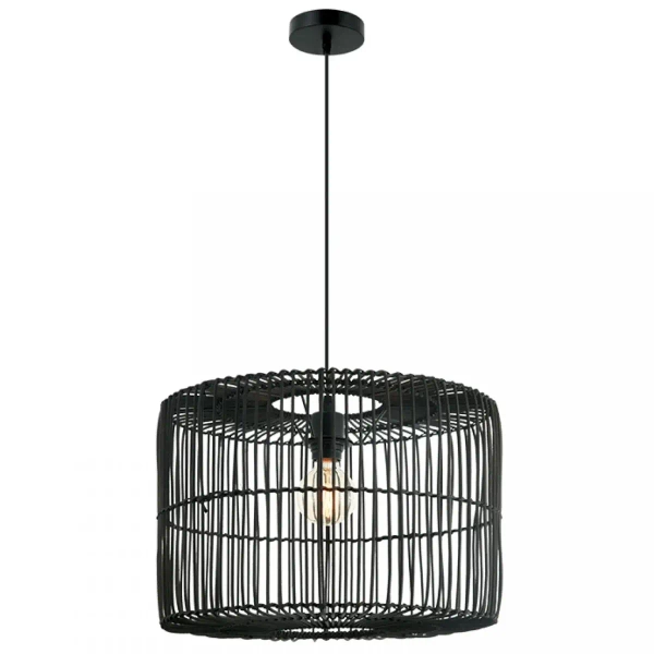 Ekologiczna wisząca lampa 20239 do przedpokoju rattanowa czarny