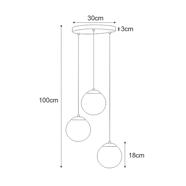 Czarna lampa wisząca CAMINA K-4746 szklane kule balls kaskada