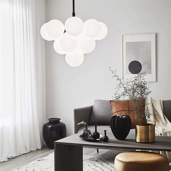 Wisząca LAMPA modernistyczna MERLOT 107911 Markslojd szklana OPRAWA zwis kule balls białe czarne