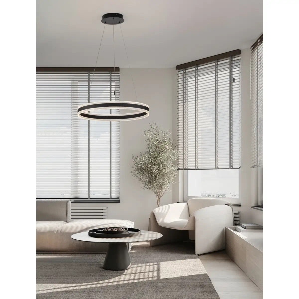 Wisząca lampa pierścieniowa do salonu DONTERIO LE45400 LED 46W 3000K czarna