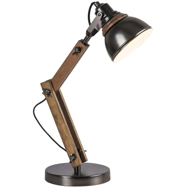 Stojąca LAMPA stołowa AKSEL 4199 Rabalux nocna LAMPKA do sypialni vintage drewno grafitowa