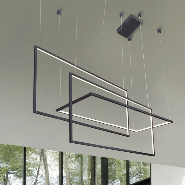 Geometryczna lampa wisząca Metric LED 135W frames czarna
