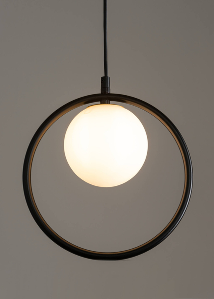 Czarna lampa wisząca Ring nowoczesny zwis szklana kula