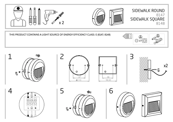 Elewacyjna lampa podtynkowa SIDEWALK 8148 LED 1,6W 3000K IP54 czarna