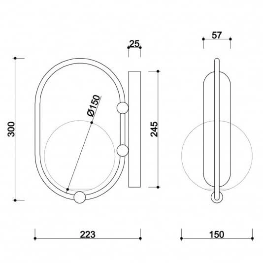 Metalowa lampa ścienna Koban KOD11000 kula ball szklana biała