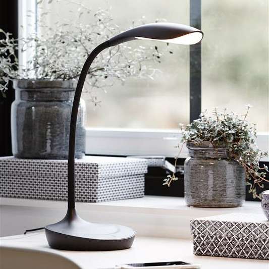 Stojąca LAMPA stołowa SWAN 106094 Markslojd biurkowa LAMPKA gabinetowa LED 4,6W 3000K z wbudowanym portem USB czarna