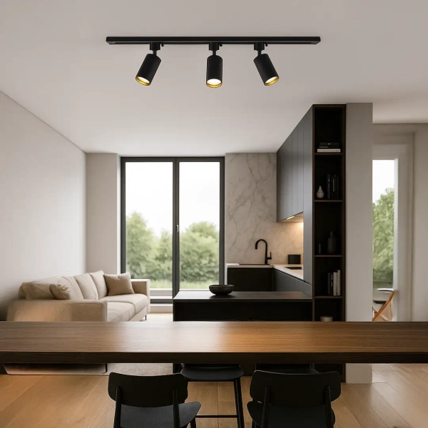 Potrójna sufitowa lampa 1m Tiger Track ML2126 na listwie reflektorki czarny