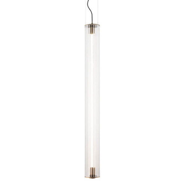 Podłużna wisząca lampa Merezi 1 5216 LED 30W 3000K szklana mosiądz patyna