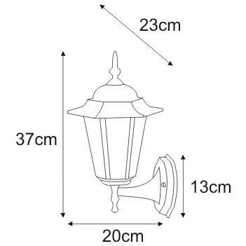 Ścienna LAMPA zewnętrzna Standard K-5009A up czarny/złoty Kaja elewacyjna OPRAWA ogrodowy KINKIET outdoor IP44 czarny złoty