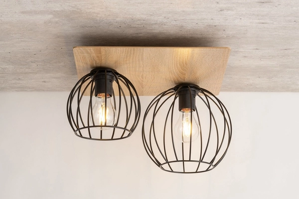 2-punktowa lampa sufitowa Cyber 32358 klatki czarne do salonu