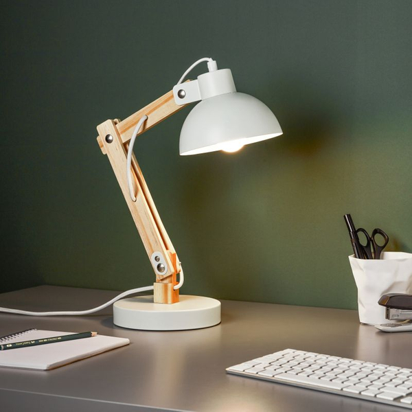 Biurkowa lampa Moda 98979/05 z regulacją drewniana biała