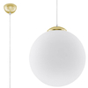 Skandynawska LAMPA wisząca SL.0717 szklana OPRAWA loftowy ZWIS kula biała złota