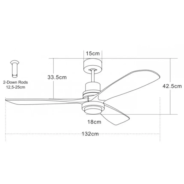 Lampa sufitowa wentylator 19141 LED 15W 3000-6000K drewniany czarny