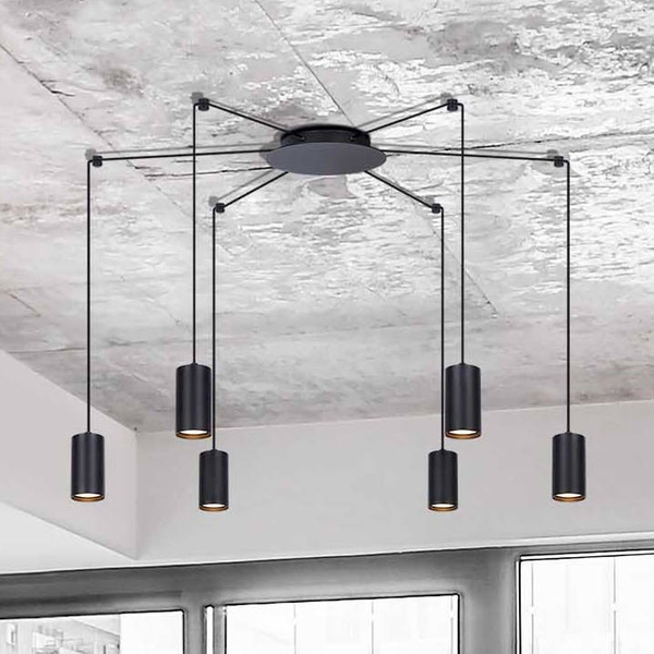 Wisząca LAMPA pająk Puerto K-4898 Kaja tuby metalowe czarny