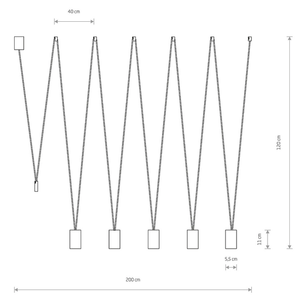 Wisząca lampa More Eye 7825 nowoczesny zwis 5-punktowy czarny