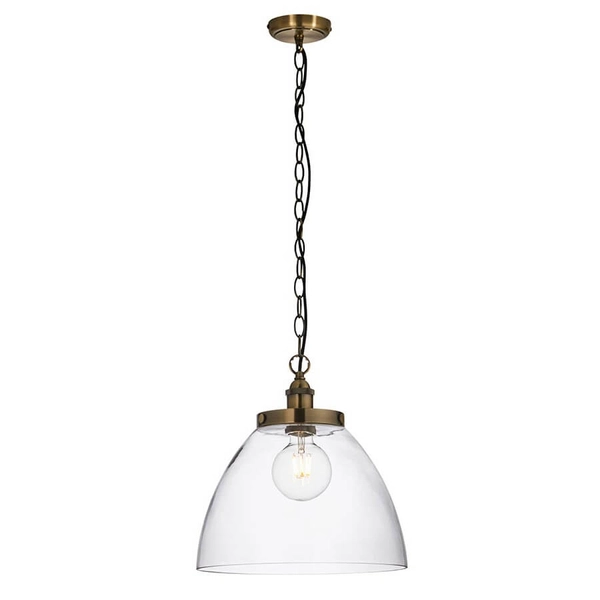 Wisząca lampa nad stół Hansen Grand 102926 szklana mosiądz przezroczysta