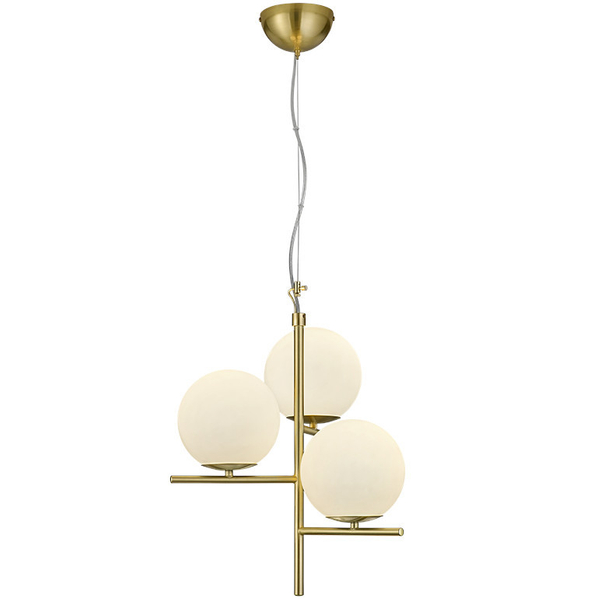 Loftowa LAMPA wisząca NYXIS  DL308302000 Trio szklana OPRAWA zwis kule mosiądz białe